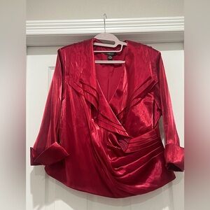 Dress Barn Woman COLLECTION Blouse Shiny Red Size 18W